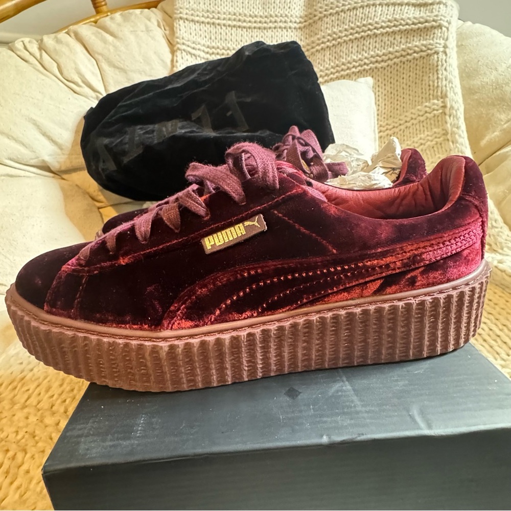 FENTY Puma burgundy Velvet Platform Sneakers